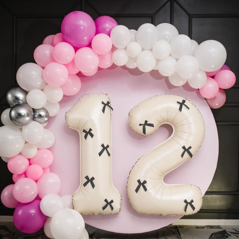 PJPSAA 40 Inch Number Balloons with Bow Coquette Birthday Decorations Giant Number 1 Foil Balloon For Girlâ€™s Bow Birthday Party, Anniversary, Wedding, Proposal, Graduation Decor - Image 4