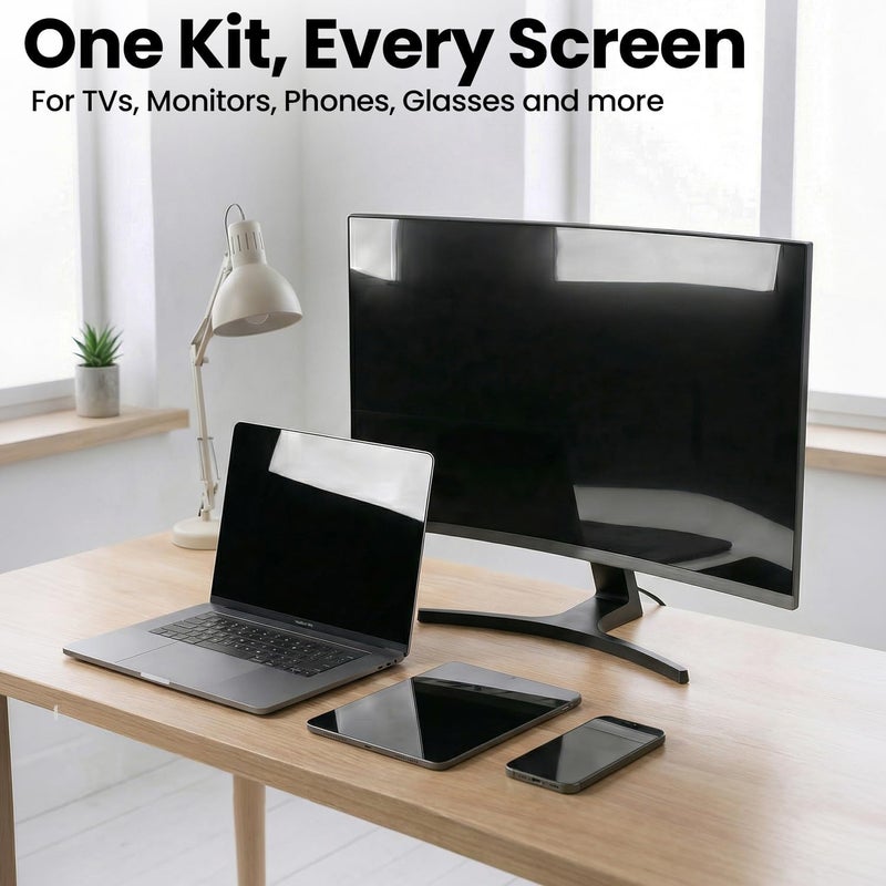 EVEO Screen Cleaner Kit - 8oz (4oz x 2) Spray & Microfiber Cloth for TV, Monitor, Laptop, iPad, iPhone, Car Screens - Image 3