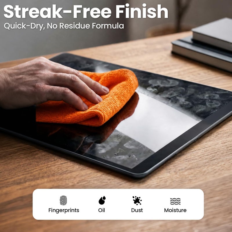 EVEO Screen Cleaner Kit - 8oz (4oz x 2) Spray & Microfiber Cloth for TV, Monitor, Laptop, iPad, iPhone, Car Screens - Image 4