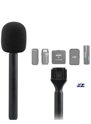 Handheld Mic Adapter Stand for Multiple Branded Wireless Transmitters, Interview Go Handle Stick with Cold Shoe Mount for Secure Mic Holding and Easy Setup – Ideal for Interviews, Vlogging, and Presentations