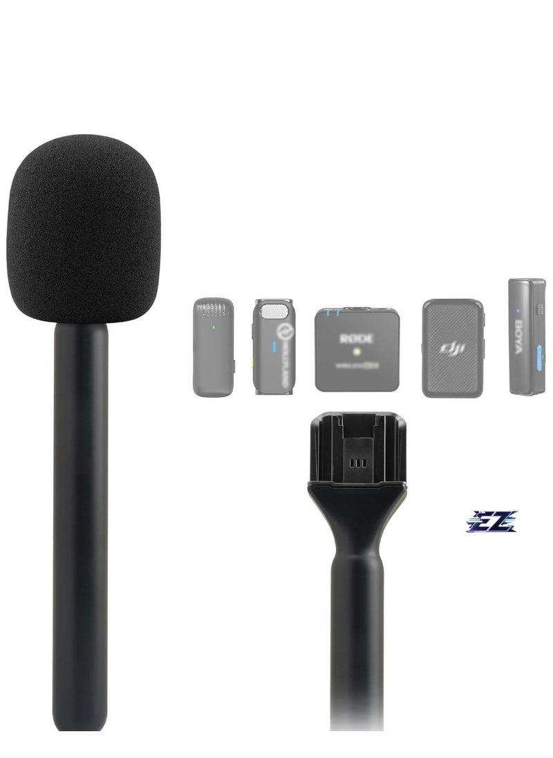 ELTRAZONE - Handheld Mic Adapter Stand for Multiple Branded Wireless Transmitters, Interview Go Handle Stick with Cold Shoe Mount for Secure Mic Holding and Easy Setup – Ideal for Interviews, Vlogging, and Presentations - Image 1