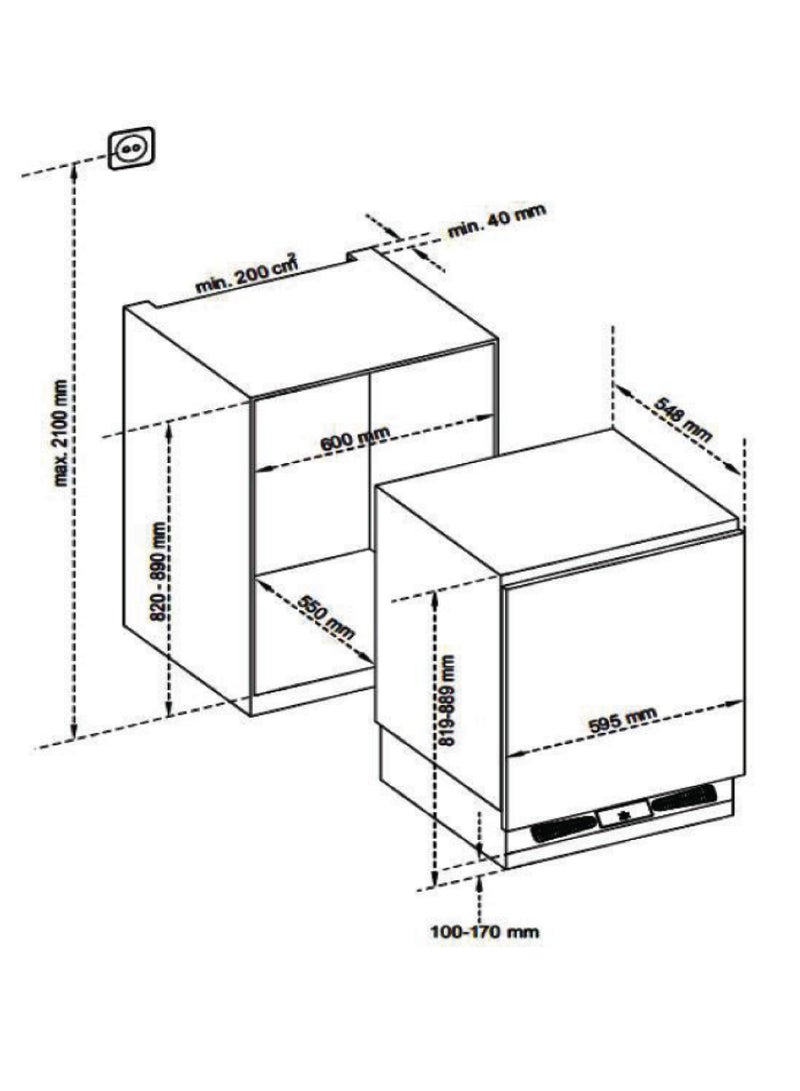 CM 1650- BUILT-IN UNDER COUNTER FREEZER, ENERGY CLASS: A+, ENERGY CONSUMPTION (KWH/YEAR): 232, GROSS VOLUME: 107 - Image 2