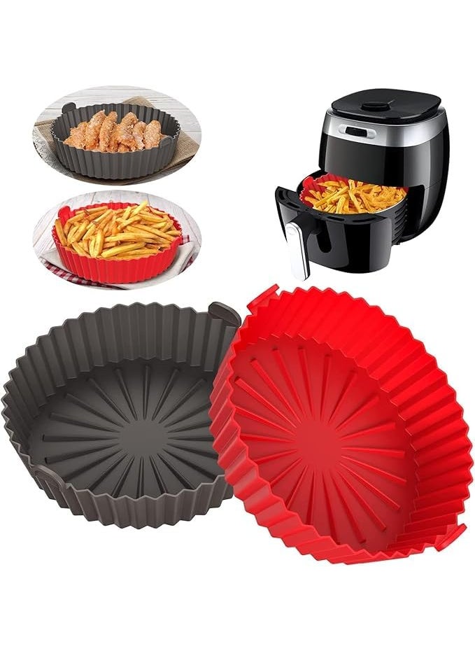 VIDORA VIDORA 6Pcs Different Size Air Fryer Silicone Liners Food Grade NonStick Accessories Reusable Basket Kitchen Air Fryers Oven Accessories Round Tray Baking Bread Pizza Muffin Cake Pie Chicken  - Image 2