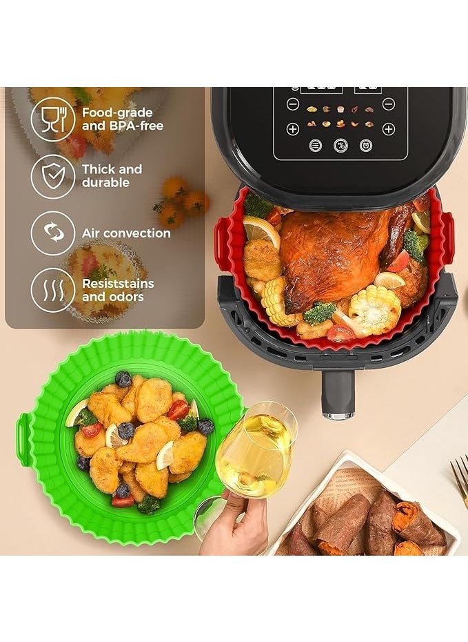 VIDORA VIDORA 6Pcs Different Size Air Fryer Silicone Liners Food Grade NonStick Accessories Reusable Basket Kitchen Air Fryers Oven Accessories Round Tray Baking Bread Pizza Muffin Cake Pie Chicken  - Image 4