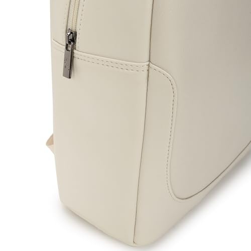 Fastrack White Backpack For Women | 11-Inch Tablet Compartment | Faux Leather Casual Backpack With Utility Pockets & Webbing Strap - Image 3