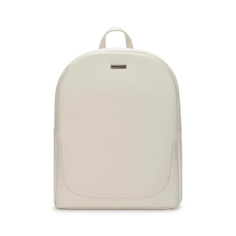 Fastrack White Backpack For Women | 11-Inch Tablet Compartment | Faux Leather Casual Backpack With Utility Pockets & Webbing Strap - Image 5