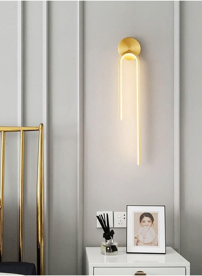 C&C Home Modern Luxury Design U-Shape Left Side Wall Lamp Aluminum Tri Color Mode Acrylic LED Light Wall Decor Background Lamp for Living Room Dining Room Home Office 10x55 cm  - Image 1
