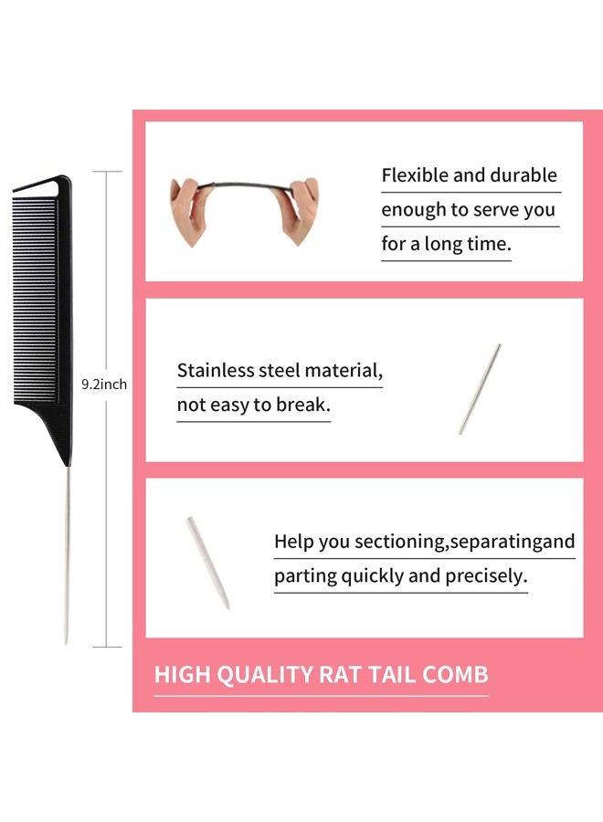 Goiple 3 Pieces Comb Set for Teasing, Edge & Back Brushing - Rat Tail & Edge Combs for Styling Women's Hair (Black) - Image 4
