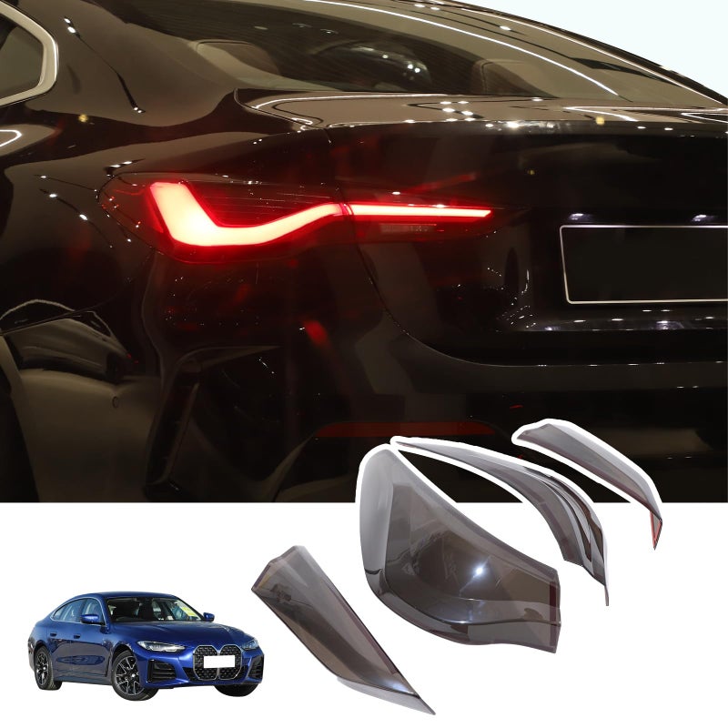 عدسة ضوء الذيل الخلفي السوداء JONKOKO ABS مجموعة ضوء الذيل متوافقة مع BMW 4 Series G22 G23 G26 20212024 غطاء حماية ضوء الذيل الخارجي الملحقات