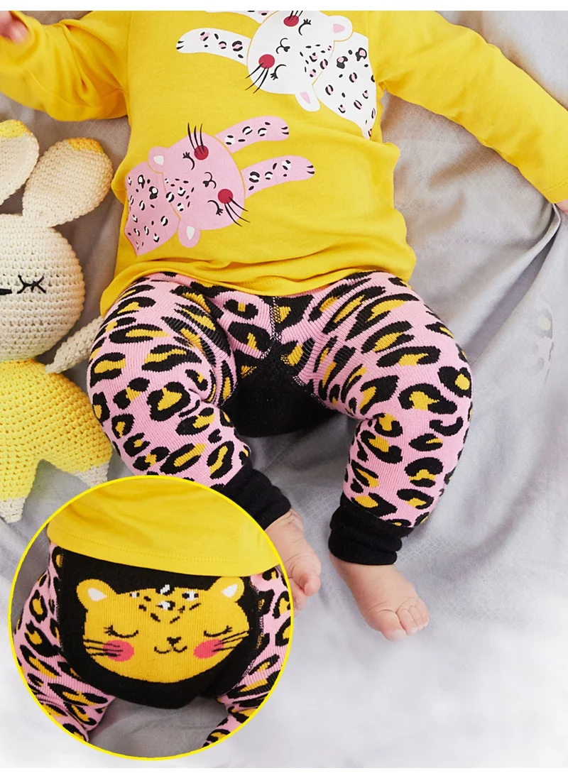 Denokids Leopard Baby Girl Pink Leggings-pants