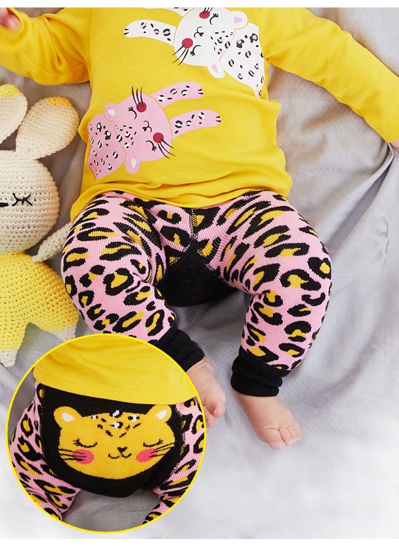 Denokids - Leopard Baby Girl Pink Leggings-pants - Image 1