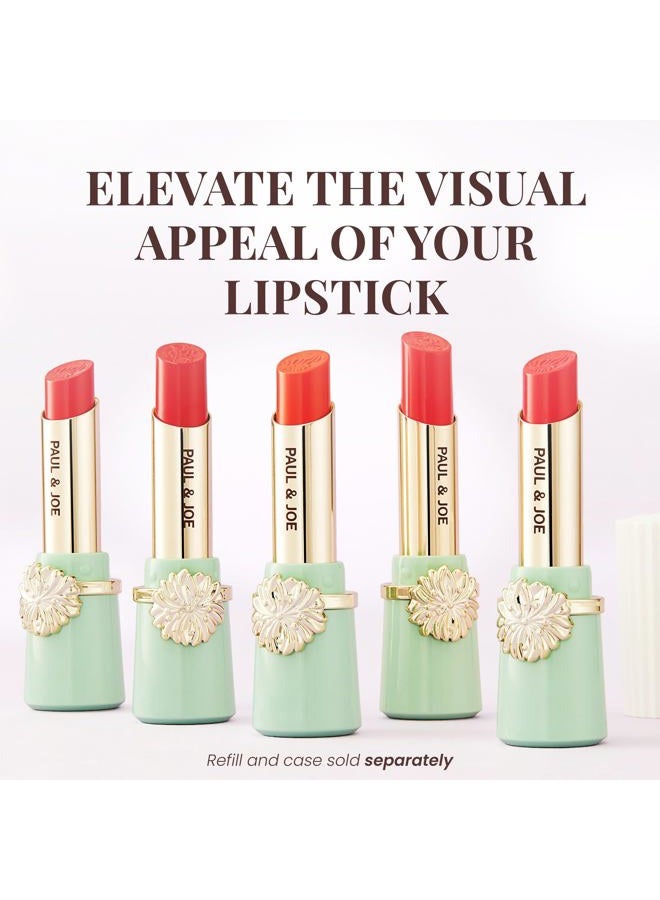 Paul & Joe حافظة أحمر شفاه قابلة لإعادة التعبئة 01 - وردي وأحمر، إضافة أنيقة لحامل المكياج، أخضر فاتح مع زخرفة الأقحوان الأيقونية - Image 2