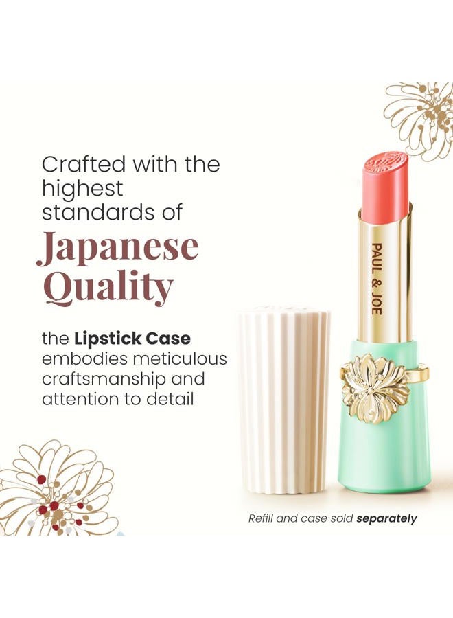 Paul & Joe حافظة أحمر شفاه قابلة لإعادة التعبئة 01 - وردي وأحمر، إضافة أنيقة لحامل المكياج، أخضر فاتح مع زخرفة الأقحوان الأيقونية - Image 4