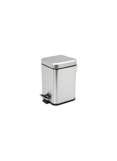 Generic Harbour Housewares Square Steel Bathroom Pedal Bin - 5 Litres (Medium Size)- Brushed Metal  - Image 1