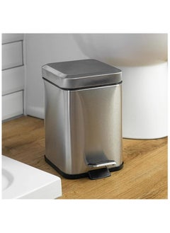 Generic Harbour Housewares Square Steel Bathroom Pedal Bin - 5 Litres (Medium Size)- Brushed Metal  - Image 2