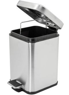 Generic Harbour Housewares Square Steel Bathroom Pedal Bin - 5 Litres (Medium Size)- Brushed Metal  - Image 3