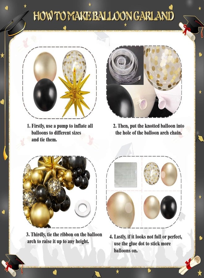 LANGASQUE Graduation Balloon Arch Kit 130 Pcs Black and Gold Balloon Arch Garland Kit Include Black Gold Confetti Balloons for Graduation Decorations Class of 2026 - Image 4