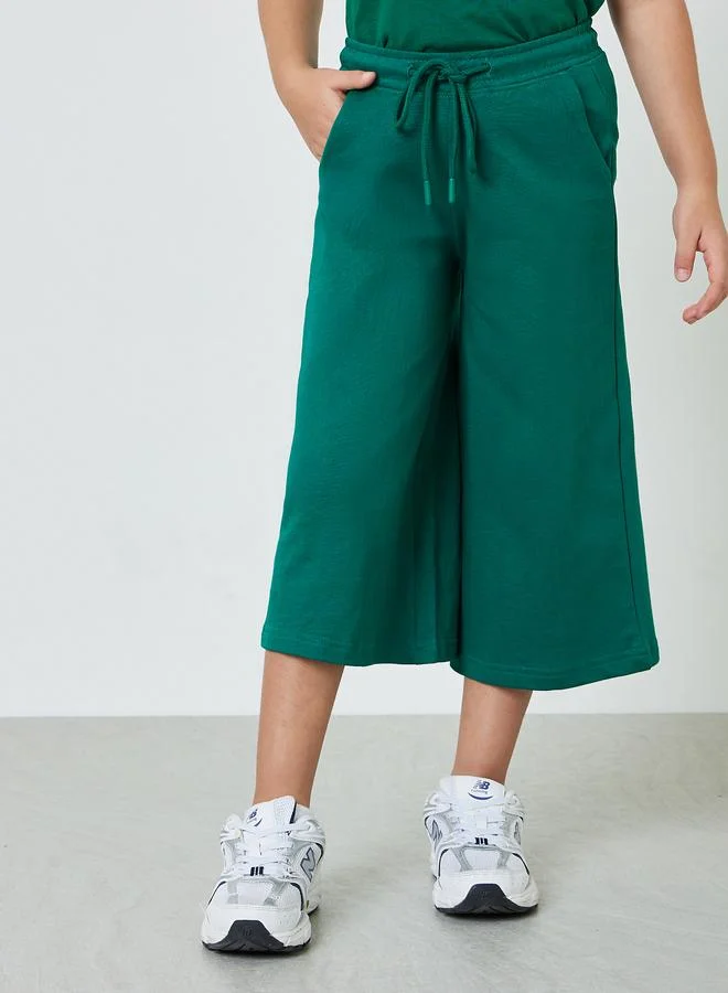ستايلي Girls Cotton Cropped Wide Leg Joggers
