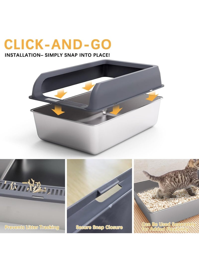 Steel Cat Litter Box with Lid, XL Extra Large Enclosed Litter Box for Big Cats,Kittens, Easy to Clean, Built-in Scoop (stainless steel) - Image 3
