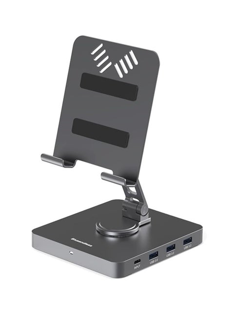 Portable 10-in-1 USB C Hub for iPad Pro with Swivel Folding Stand, Docking Station with HDMI 4K/60Hz, 1000Mbps, USB3.0*3, 3.5mm Headphone Port
