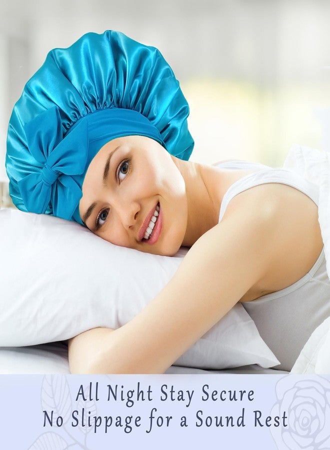 Roybens Bonnet with Tie Band, Satin Hair Silk Bonnet for Sleeping Women, Sleep Bonnets for Women, Double Layer Sleep Cap for Curly Hair Braids - Image 4