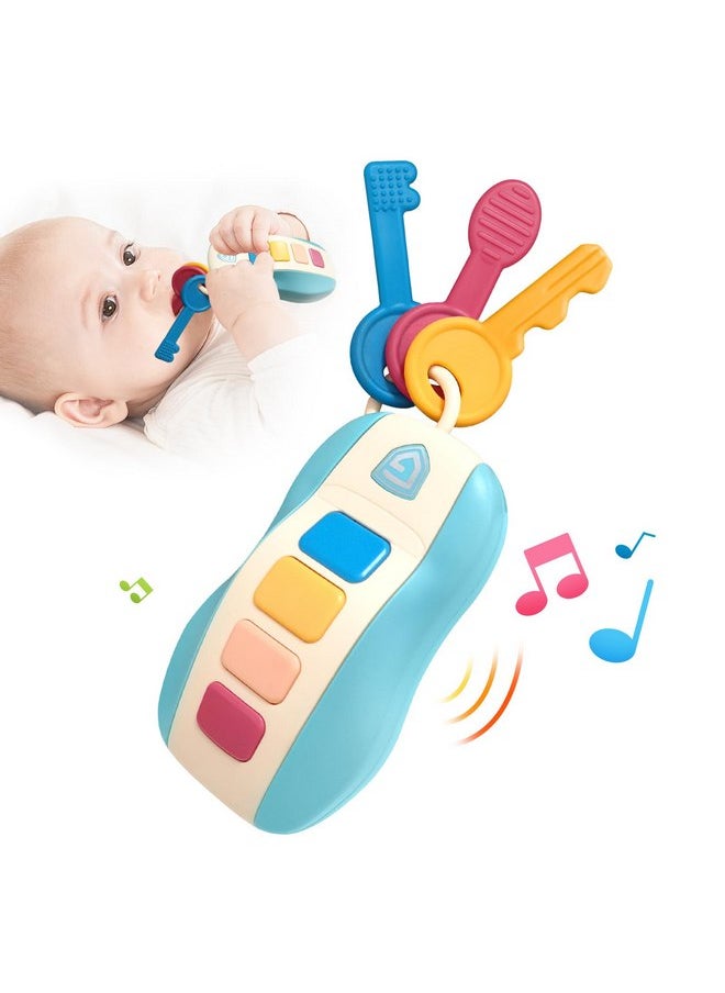 Tinabless Tinabless Baby Car Keys Teether Toddlers Sensory Learning Toy with Music - Musical Baby Toys for Travel - Birthday Gifts for Baby Age 6+ Months(Blue)  - Image 1
