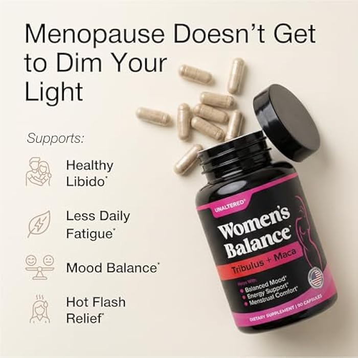 UNALTERED Hormone Balance & Mood Support for Women - Naturally Supports Hormonal Balance & Energy with Tribulus Terrestris & Red Maca Root Extract - Dietary Supplement - 90 Vegan Capsules - Image 3