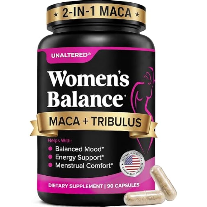 UNALTERED Hormone Balance & Mood Support for Women - Naturally Supports Hormonal Balance & Energy with Tribulus Terrestris & Red Maca Root Extract - Dietary Supplement - 90 Vegan Capsules - Image 1