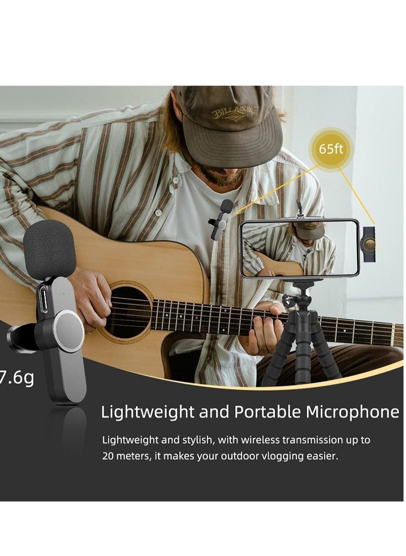 Wireless Lavalier Microphone for iPhone/iPad, Mini Plug-Play Wireless Lapel Mic for Recording TikTok YouTube Live, Noise Reduction/Monitor Sound/Reverberation Microphone (No app or Bluetooth Needed)