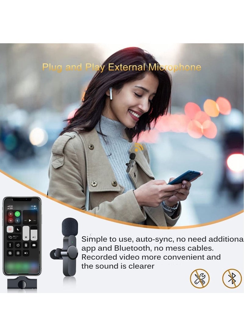 Wireless Lavalier Microphone for iPhone/iPad, Mini Plug-Play Wireless Lapel Mic for Recording TikTok YouTube Live, Noise Reduction/Monitor Sound/Reverberation Microphone (No app or Bluetooth Needed)