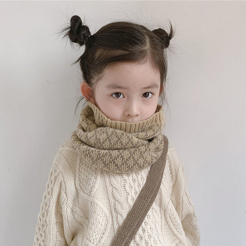 New Children'S Scarf Warm Knitted Baby'S Scarf Korean-Style All-Match Plaid Boys' And Girls' Wool Sleeve Trendy - Image 2