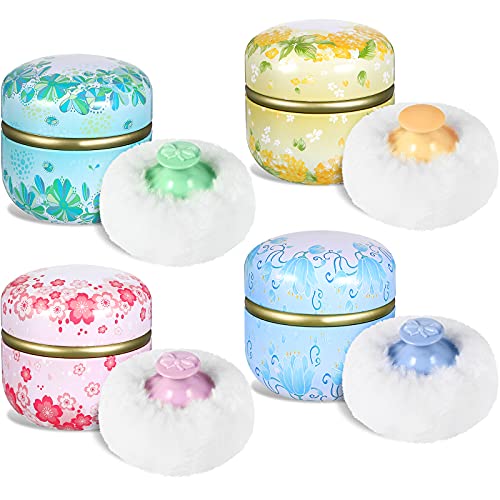 Zopeal Powder Case Puff Kit Powder Puff Case for Body Cosmetic Container Dusting Soft for Baby and Women Travel Home Face Body Box8 Pcs