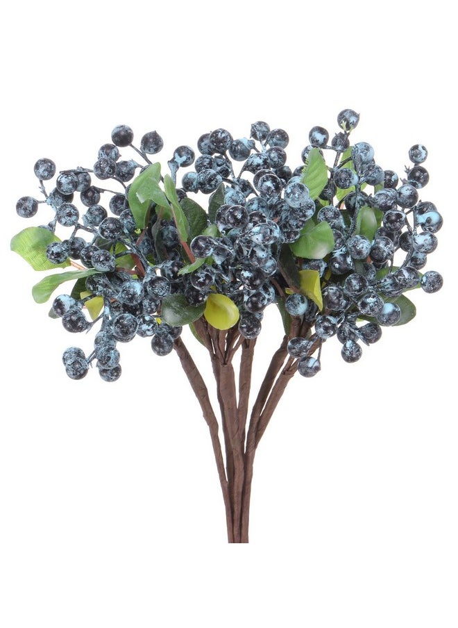M METERXITY M METERXITY 6-Pack Artificial Berry, 9.8 Inch Faux Holly Berry Foam Faux Frosted Berries with Stems for Home/Wedding/Christmas/DIY/Party/Garden/Office [Blueberry]  - Image 1