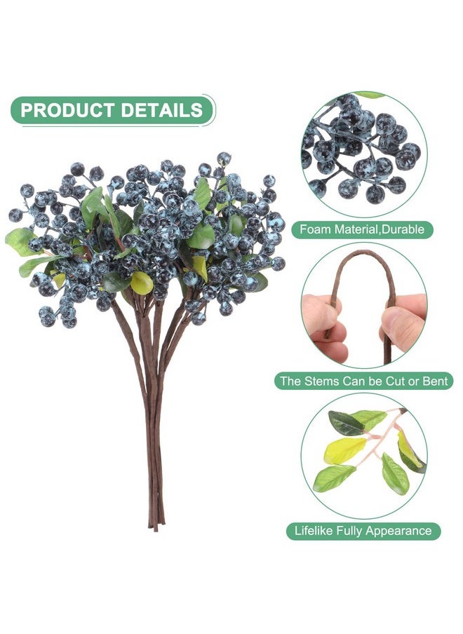 M METERXITY M METERXITY 6-Pack Artificial Berry, 9.8 Inch Faux Holly Berry Foam Faux Frosted Berries with Stems for Home/Wedding/Christmas/DIY/Party/Garden/Office [Blueberry]  - Image 2
