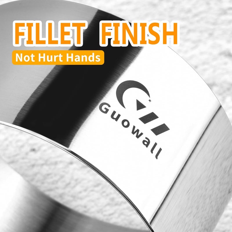 Guowall 4 pack Seamless Mousse Cake Ring set Stainless Steel 4 inch Round Food Mold Dessert Cutter for Baking (Includes 1 Lifter, 1 Pusher and 4 Rings) - Image 3