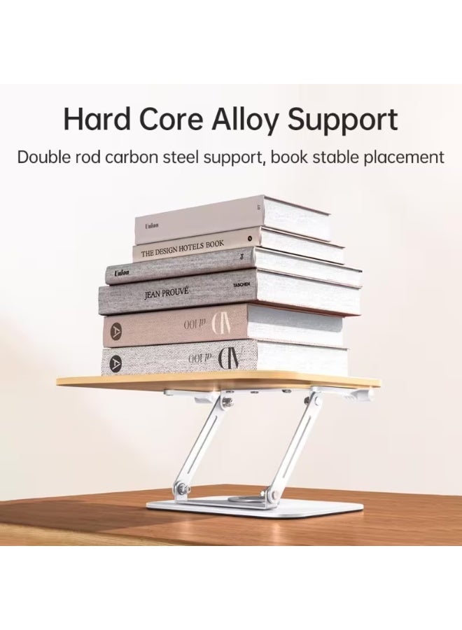 This 360° rotating bookshelf stand, featuring a wooden panel, is versatile and can be used to store cookbooks and books for reading. Its minimalist design makes it ideal for offices and libraries –white - Image 5