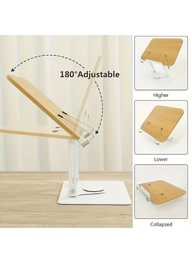 This 360° rotating bookshelf stand, featuring a wooden panel, is versatile and can be used to store cookbooks and books for reading. Its minimalist design makes it ideal for offices and libraries –white - Image 3