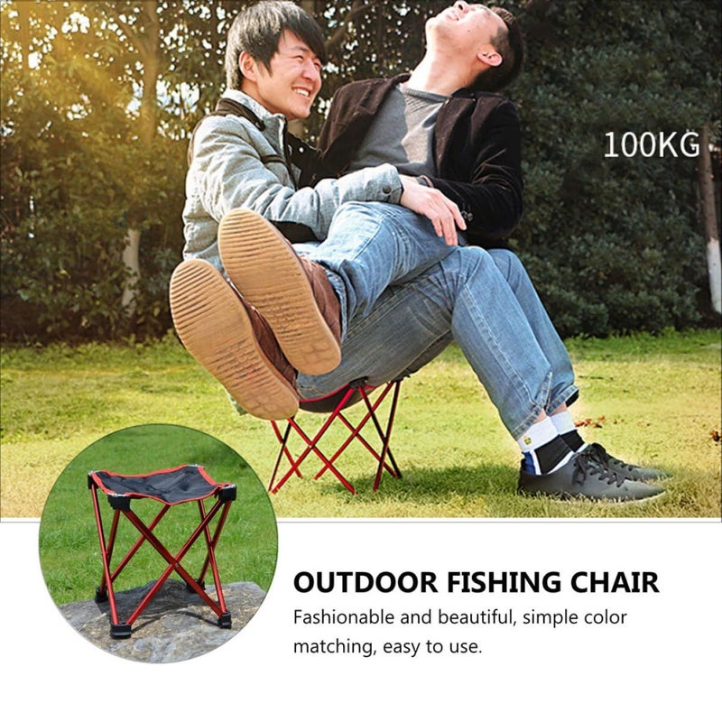 Portable Folding Camping Stool Outdoor Chair Lightweight For Hiking Picnic Beach Red - Image 5