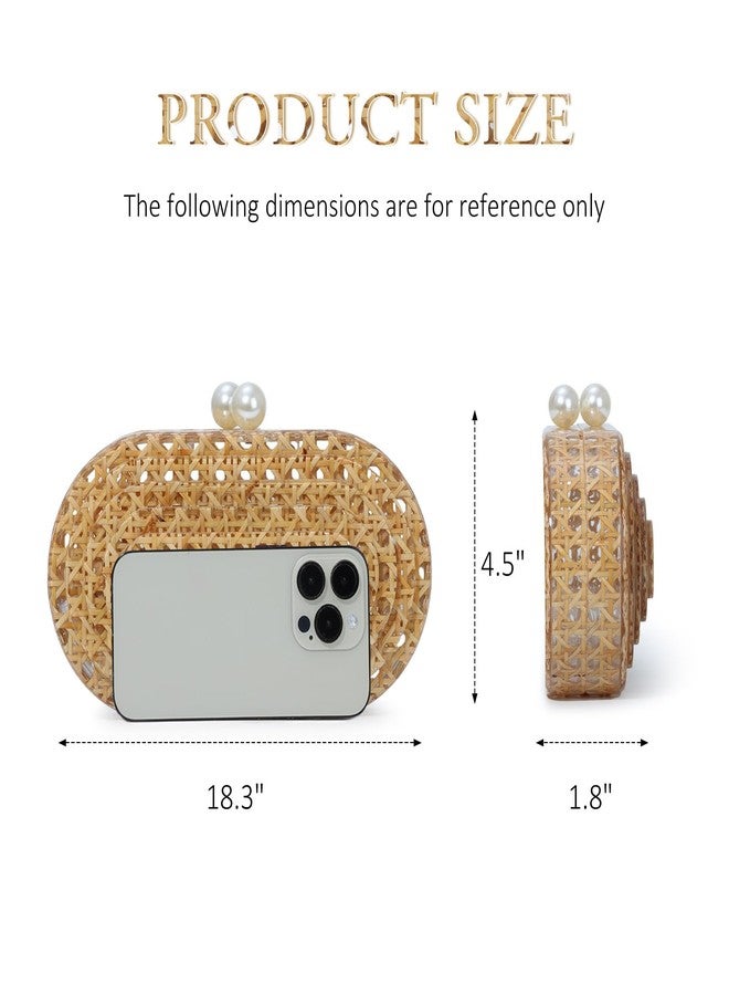 Fecialy Women Acrylic Clutch Purse Rattan Woven Pattern Handbag Shell Shape Crossbody Bag Chic Evening Bag - Image 3