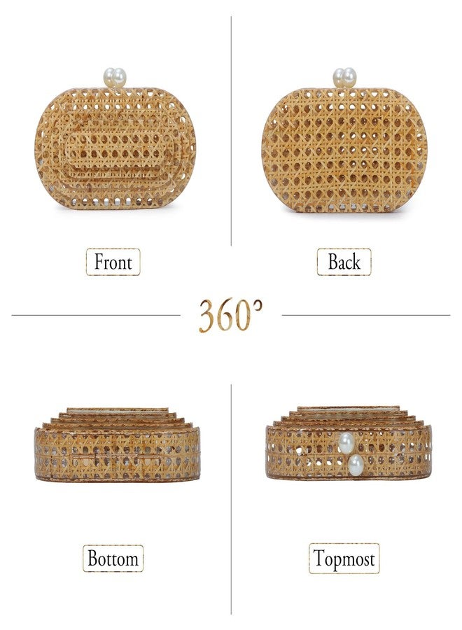 Fecialy Women Acrylic Clutch Purse Rattan Woven Pattern Handbag Shell Shape Crossbody Bag Chic Evening Bag - Image 5