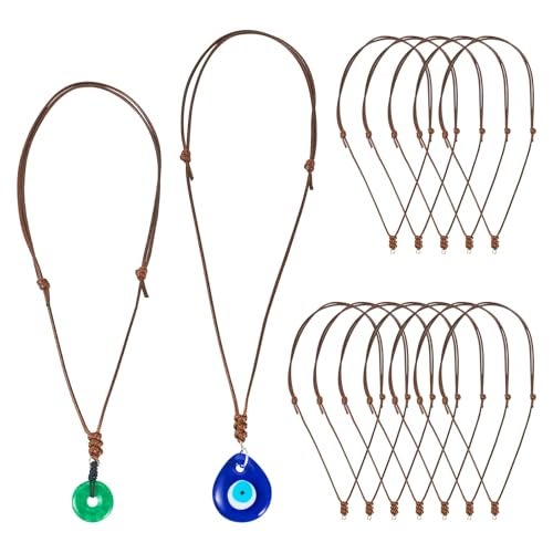 BB Beadthoven Beadthoven 30pcs Rope Necklace Cord Adjustable Double Knotted Necklaces String 1.5mm Rope Chain Choker with Metal Ring for Hanging Pendants Jewelry Making Brown Cord Necklace for Men Women - Image 1