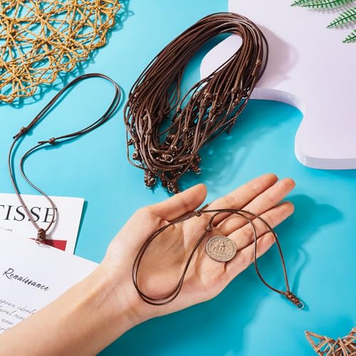 BB Beadthoven Beadthoven 30pcs Rope Necklace Cord Adjustable Double Knotted Necklaces String 1.5mm Rope Chain Choker with Metal Ring for Hanging Pendants Jewelry Making Brown Cord Necklace for Men Women - Image 5