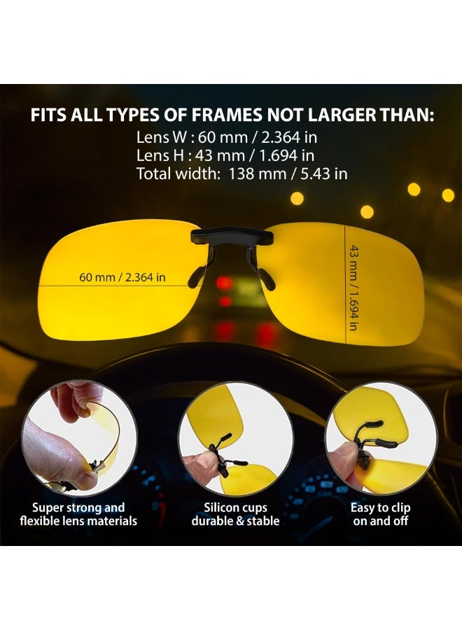 Clip on Polarized Night Vision, Driving Sunglasses UV 400 Blocker To Wear Over Prescription Glasses - Image 5