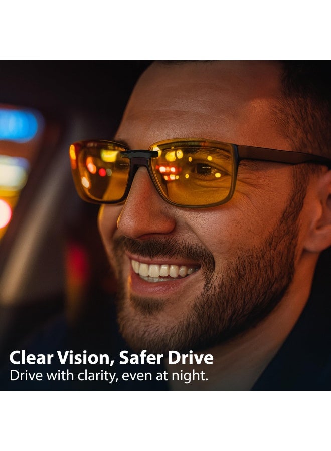 Clip on Polarized Night Vision, Driving Sunglasses UV 400 Blocker To Wear Over Prescription Glasses - Image 4