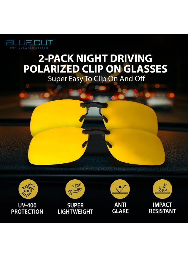 Clip on Polarized Night Vision, Driving Sunglasses UV 400 Blocker To Wear Over Prescription Glasses - Image 2