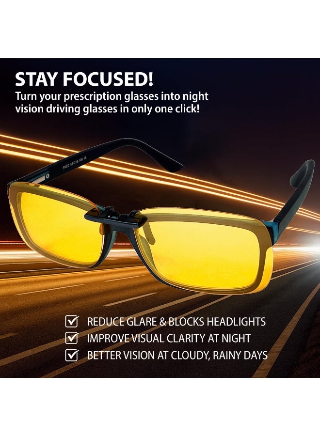 Clip on Polarized Night Vision, Driving Sunglasses UV 400 Blocker To Wear Over Prescription Glasses - Image 3