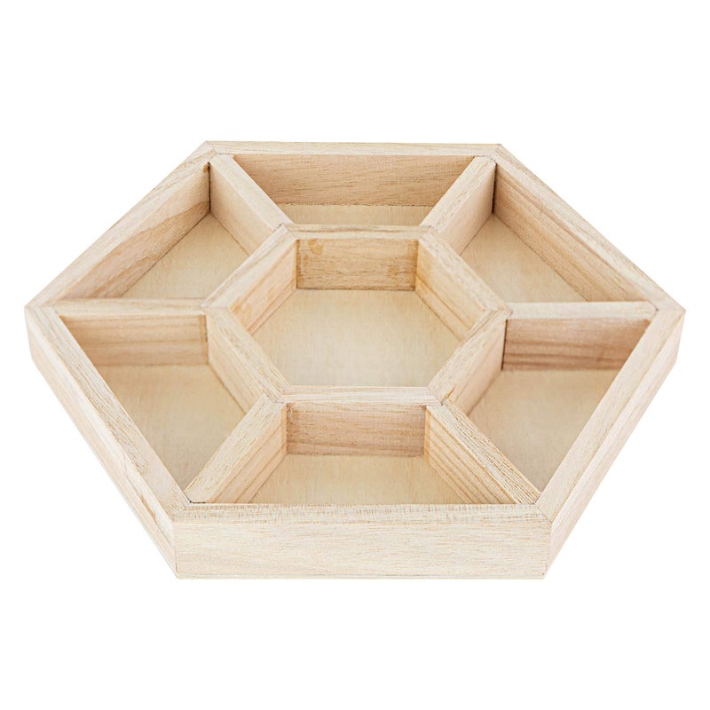 Hammont Hexagon Sectional Wooden Trays  3 Pack  85x85x1  EcoFriendly Decorative Tray for Dry Fruits  Candies  Organic Tray for Gift  Home Decor