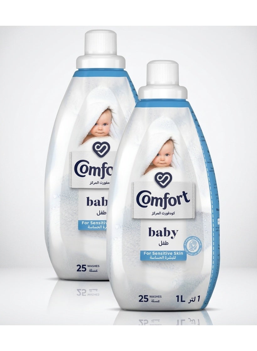 Comfort Baby Fabric Softener Concentrated 1L (25 Washes) - Hypoallergenic for Sensitive Skin, Pack of 2
