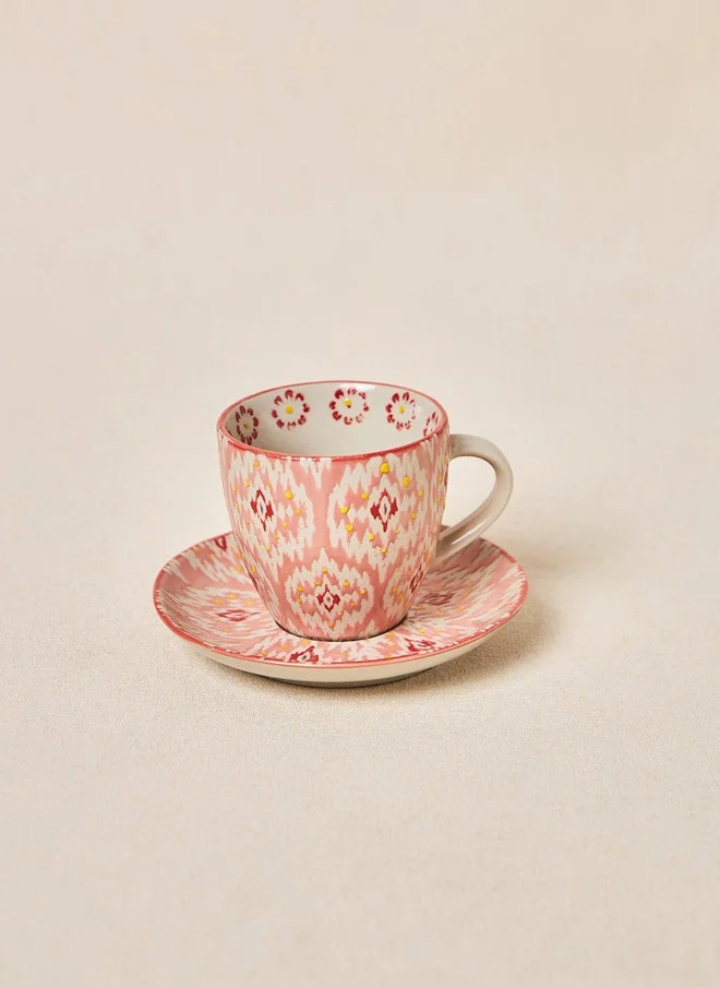 تشومباك Ikat Fusion Cup & Saucer Set - Red, 100ml