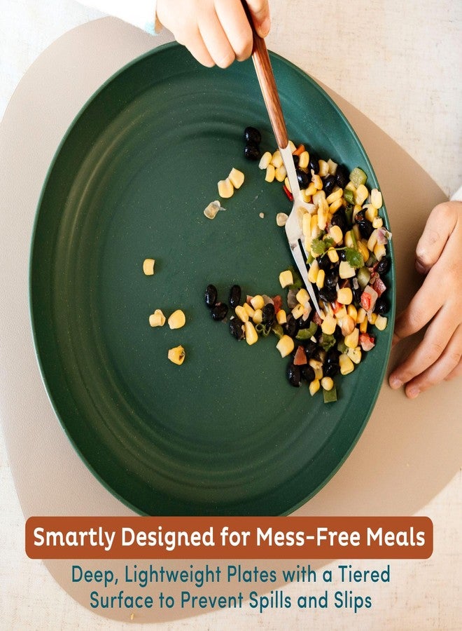 Nook Theory Reusable Wheat Straw Plates 8 Pcs - Non Toxic Plate, Microwavable, Dishwasher Safe and Unbreakable Dinnerware (Moss 9") - Image 4